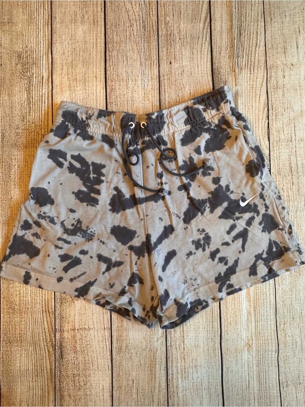 Nike Sportswear Tie Dye Cotton Shorts Gray Black Women’s M